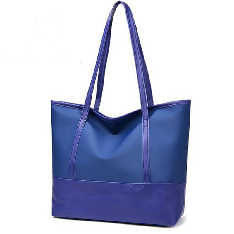 600D防水牛津布手提袋 沙滩包 拼接pu皮时尚环保购物袋