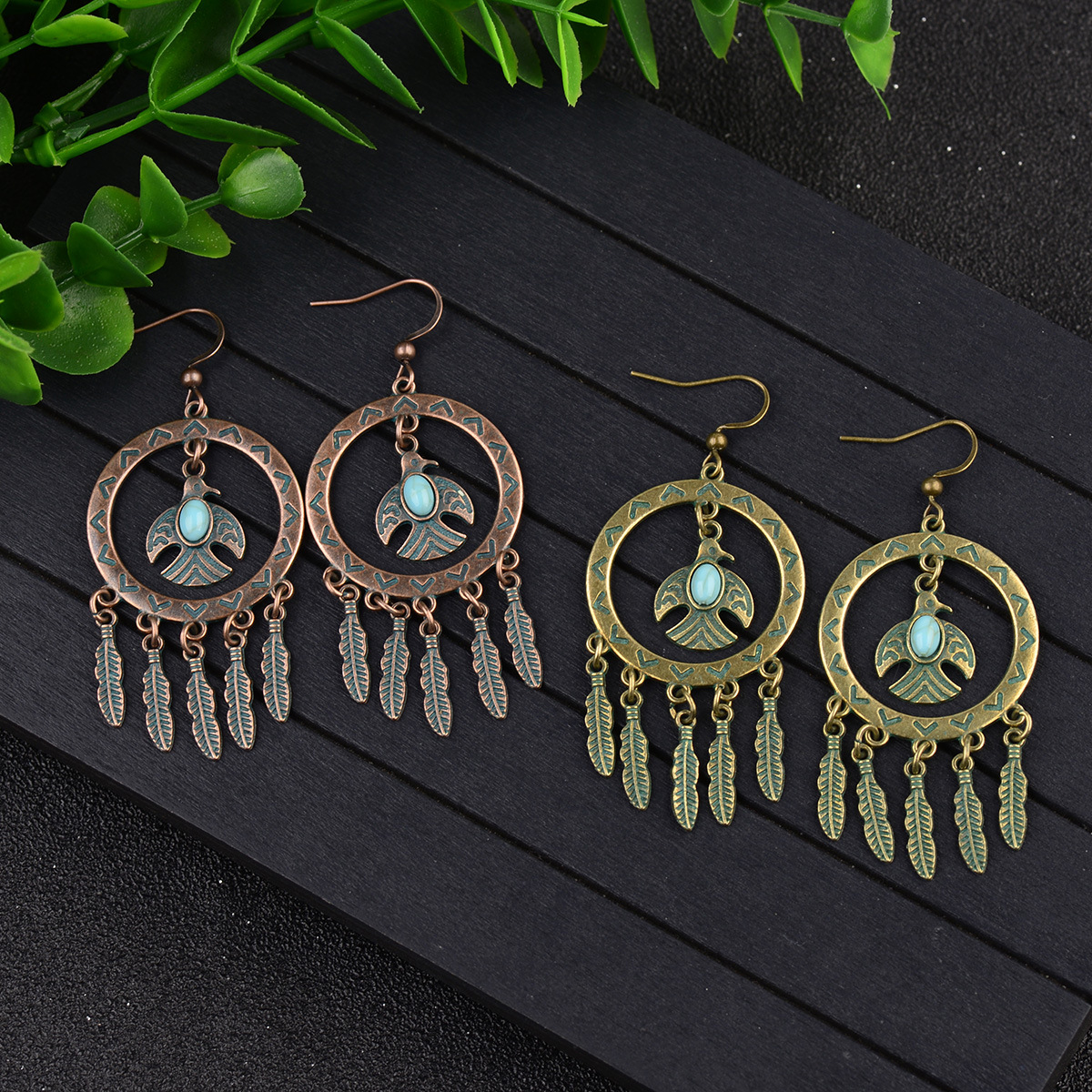 Ethnic Style Distinctive Bird Pendant Circle Tree Bohemian Retro Foreign Trade AliExpress Hot Earrings for Women