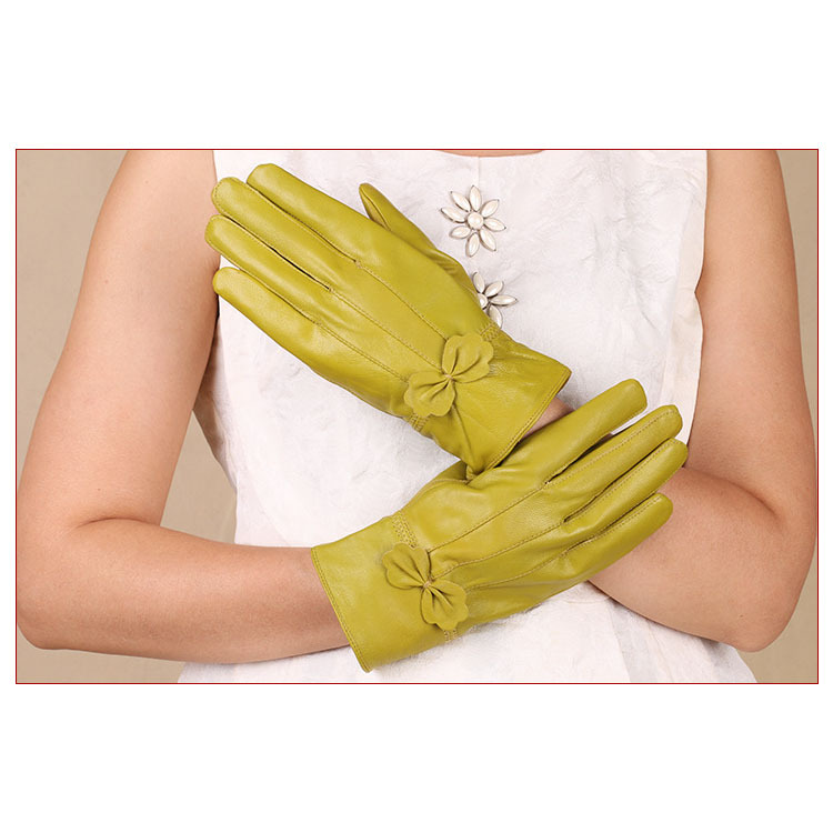 Nuevos guantes de cuero para mujer de otoño e invierno con forro polar cálido guantes de piel de oveja a prueba de frío guantes de cuero multicolores