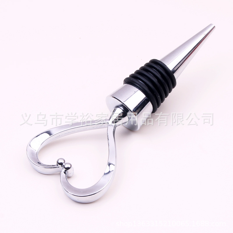 En forma de corazón tapón de vino de aleación de preservación de vino sellado tapón de botella transfronteriza Venta caliente conjunto de vino bar del hotel suministros de la boda