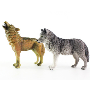 Hot Sale Simulation Wild Animal Model Little Wolf Brown Wolf Howling Wolf Plastic Solid Children Toy Ornaments Gift