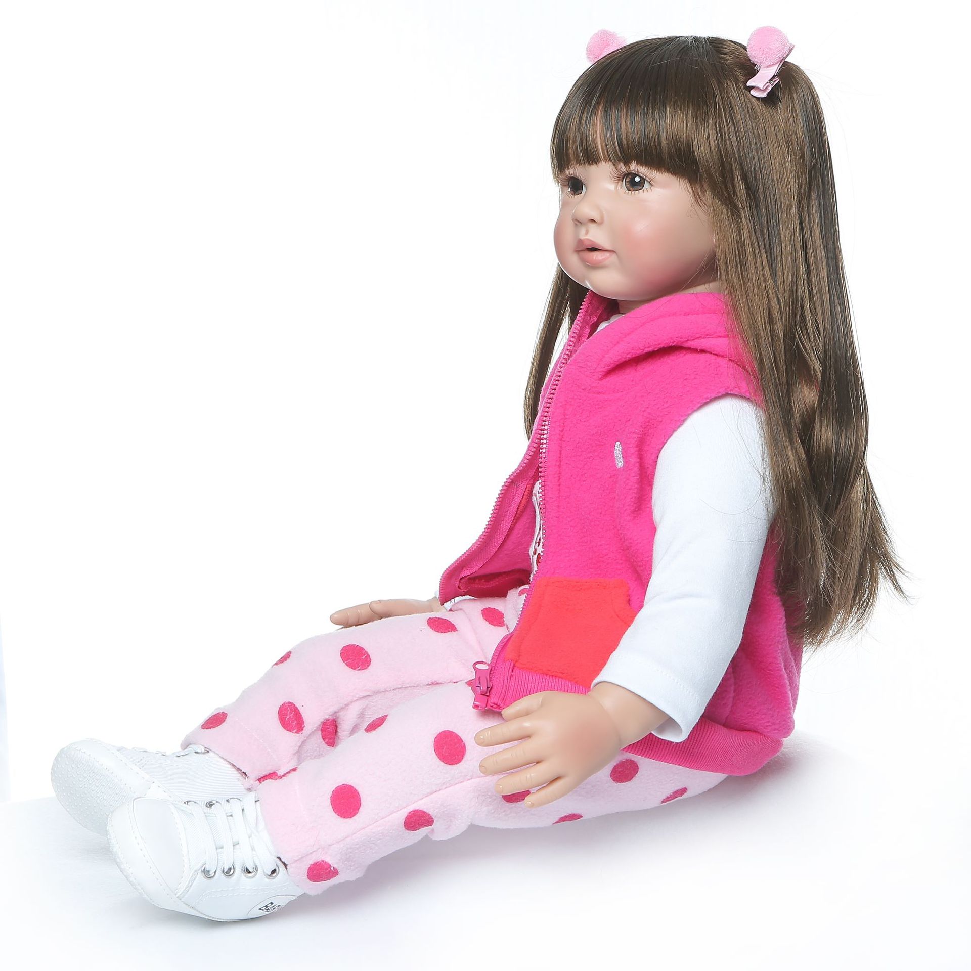 Venta caliente transfronteriza reborn niño simulación princesa Linda muñeca de pelo largo 60cm