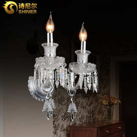 欧式水晶壁灯现代简约卧室床头灯美式过道客厅背景墙壁蜡烛灯