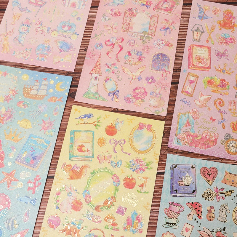 Романтическая Мечта Красивая Сказка Мир принцесса цветок наклейка ручная книга материал украшения перламутровый Бронзовый стикер