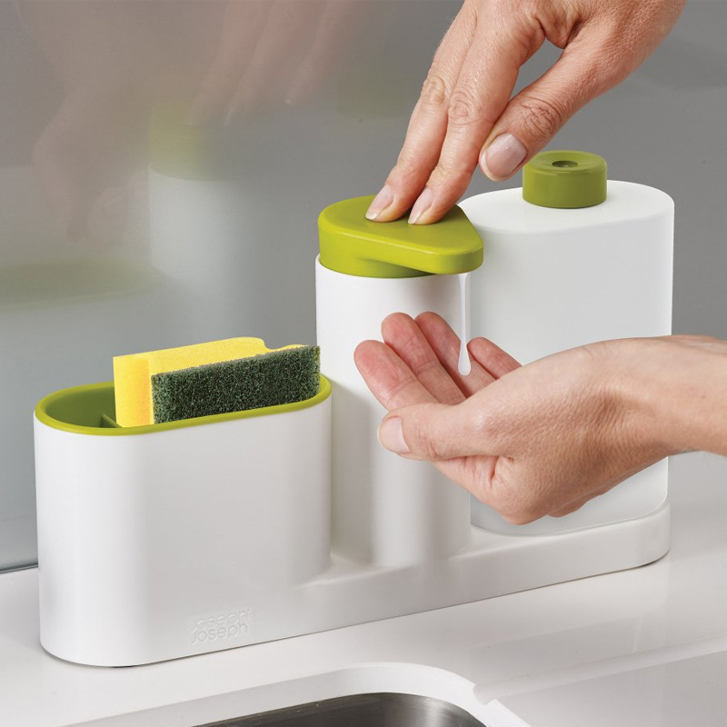 Hand-washing dispenser kitchen and bathroom finishing set multi-functional combination washing and storage soap detergent set of 2 or 3 pieces Hand-washing dispenser kitchen and bathroom finishing set multi-functional combination washing and storage soap detergent set of 2 or 3 pieces