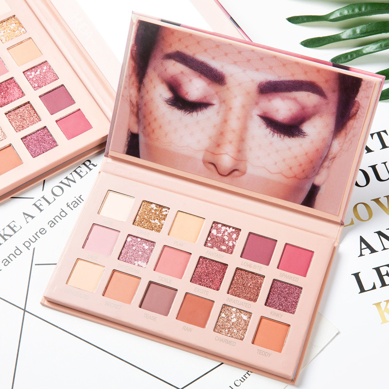 Huda desert rose eyeshadow plate Internet celebrity TikTok same sequined Earth eyeshadow pearlescent cross-border makeup wholesale price
