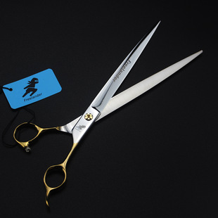 9 inch Freelander golden handle flat scissors straight scissors pet scissors high-grade beauty scissors delivery bag