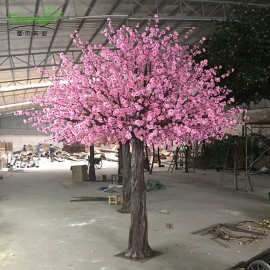 厂家仿真桃花树绢布假桃花树婚庆装饰假树仿真花树可批发假桃花枝
