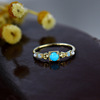 Jewelry, turquoise ethnic ring with stone from pearl, 14 carat white gold, ethnic style, wholesale