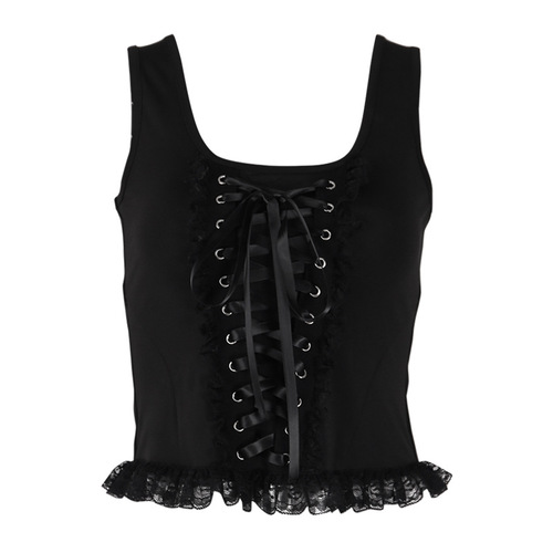 92006 Dark  new summer square neck strappy vest knitted lace fashion suspender slim top for women
