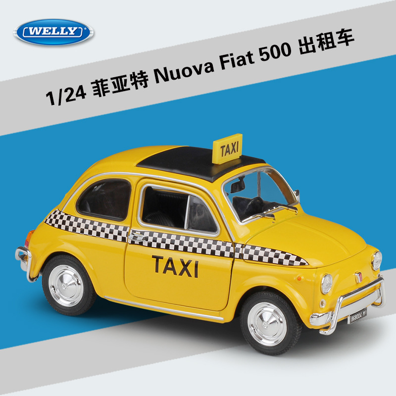 WELLY Willy 1:24 FIAT Nuova Fiat 500 Taxi Simulation Alloy Car Model Toy WELLY Willy 1:24 FIAT Nuova Fiat 500 Taxi Simulation Alloy Car Model Toy
