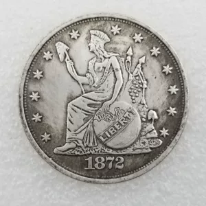 Антикварные поделки 1872 года, материал из латуни, американская латунь, посеребренная, старый серебряный доллар, оптовая продажа #0132