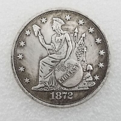 Антикварные поделки 1872 года, материал из латуни, американская латунь, посеребренная, старый серебряный доллар, оптовая продажа #0132