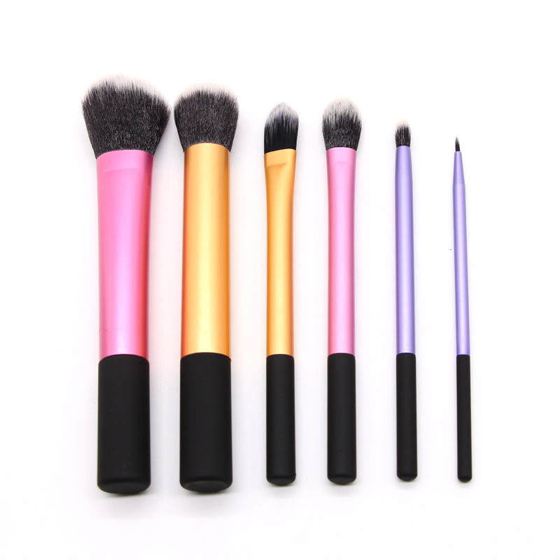 Nuevo juego de brochas de maquillaje, juego completo de brochas para polvos, brochas para sombra de ojos, brochas para cejas, brochas para labios, juego de herramientas de maquillaje portátiles de 6 piezas