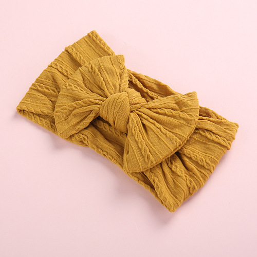 European and American cross-border children's headbands with bows, foreign trade baby hairbands, super soft jacquard nylon girls' wide headscarves