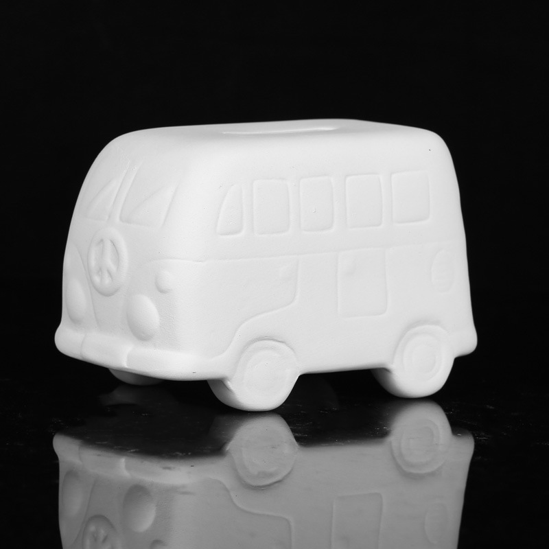 DIY muñecas pintadas de cerámica niños puzzle graffiti juguetes coche lata de dinero autobús deportivo blanco fábrica al por mayor