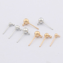 Diy饰品配件 手工韩国耳钉材料 圆头可悬挂吊坠 带吊耳饰保色耳针