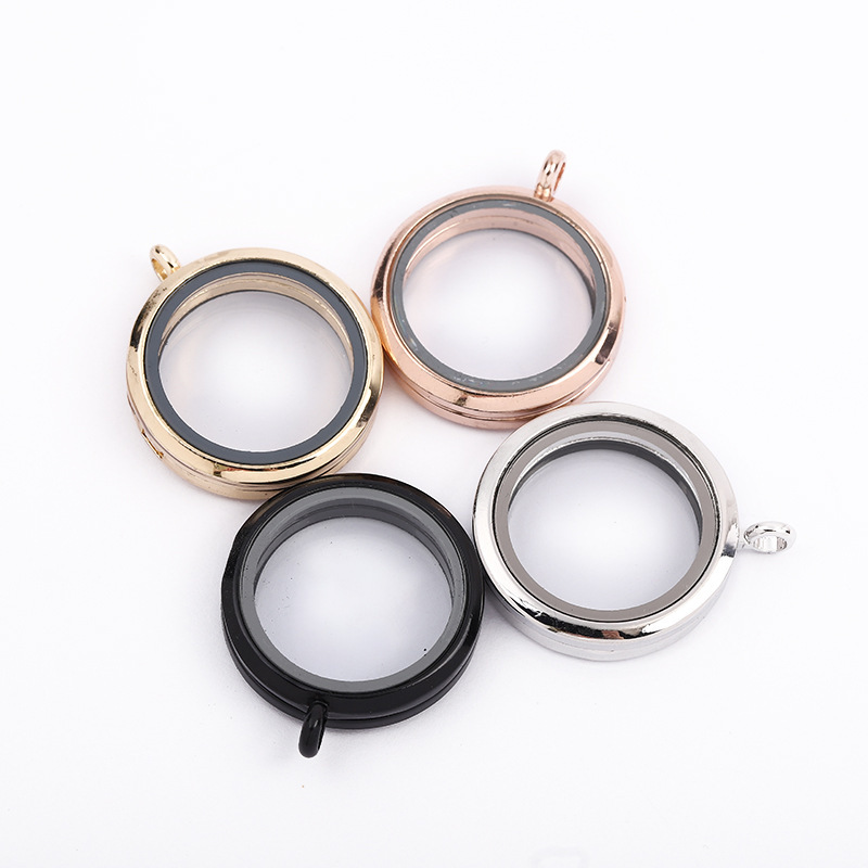 AliExpress Explosions DIYFloating locket Glass Photo Frame Pendant 30mm Glossy Round Glossy Photo Box