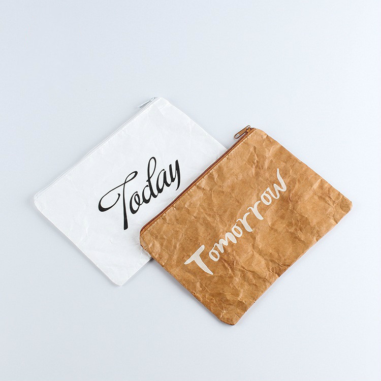 厂家直销拉链扁平收纳杜邦纸袋 文具包装袋 广告LOGO小零钱袋定购