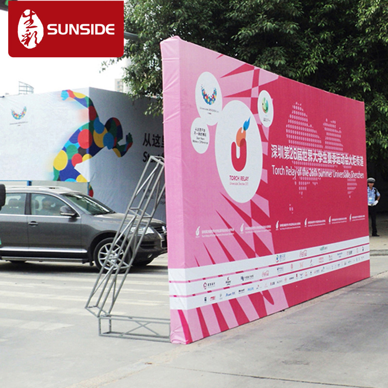 Shenzhen activity signature wall background wall construction Hotel Truss background board production and installation construction