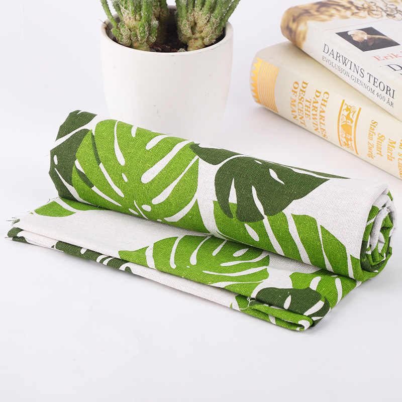 Manufacturers supply Linen fabrics Monstera printing cloth household desktop Sand release Pillows Linen Background cloth