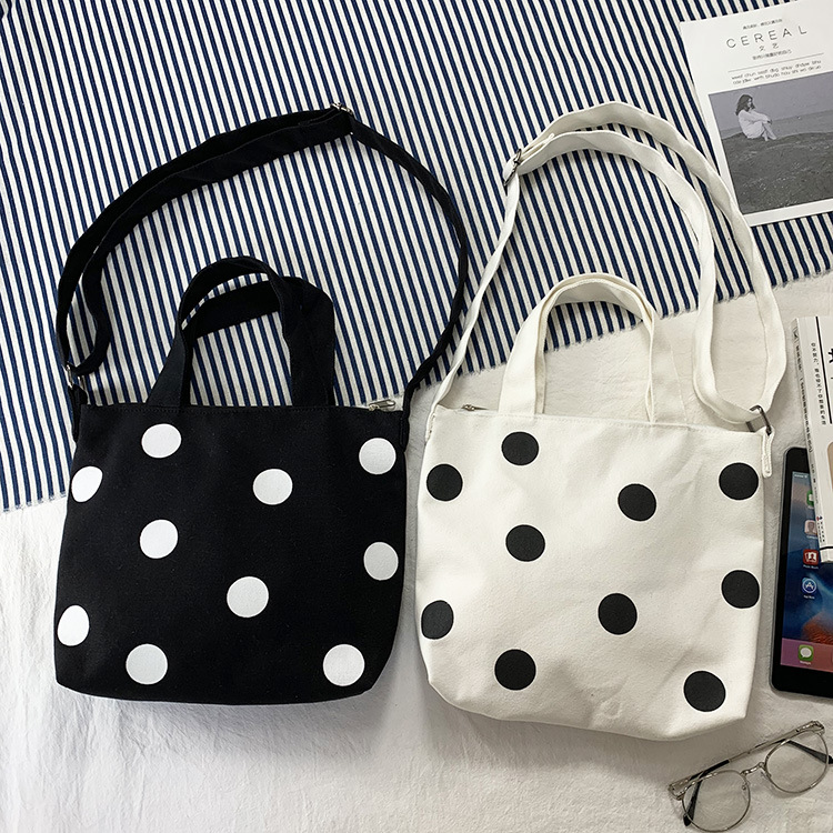 Bolsa de lona ins super popular estilo coreano bolso perezoso estilo pequeño bolso femenino Polka Dot bolsa de lona bolso crossbody de hombro femenino