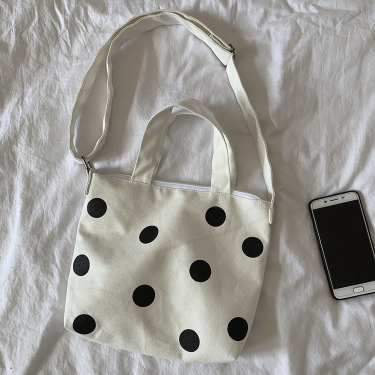 Bolsa de lona ins super popular estilo coreano bolso perezoso estilo pequeño bolso femenino Polka Dot bolsa de lona bolso crossbody de hombro femenino