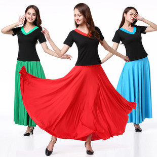 Square Dance Suit Modal Top Large Swing Long Dress Xinjiang Dance Long Dress Set