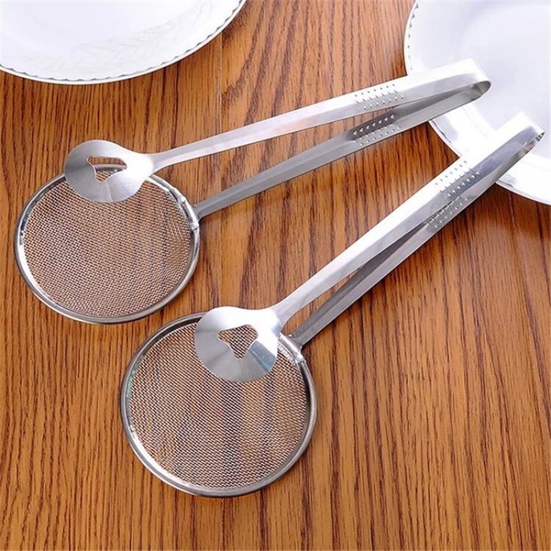 Kitchen Tools Stainless Steel Skimmer Oil Skimmer Frying Food Oil Skimmer Tofu Powder Sieve Filter Food Oil Clip