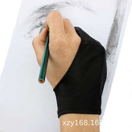 氨纶左右手可戴手套 护腕绘画防磨防汗防污 素描专用2指 男女通用