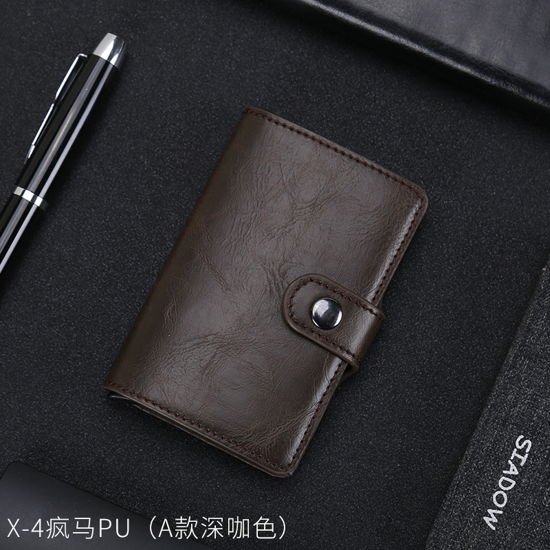 Venta al por mayor de fábrica anti-robo tarjeta swiping bolsa caliente titular de la tarjeta Cartera de aleación de aluminio automático pop-up caja de la tarjeta RFID función