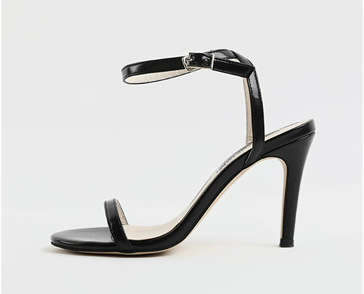 Черные летние туфли на high-heeled, сандалии на ремешке, коллекция 2023, тонкий ремешок
