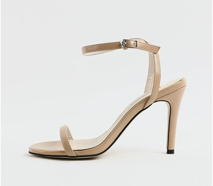 Черные летние туфли на high-heeled, сандалии на ремешке, коллекция 2023, тонкий ремешок
