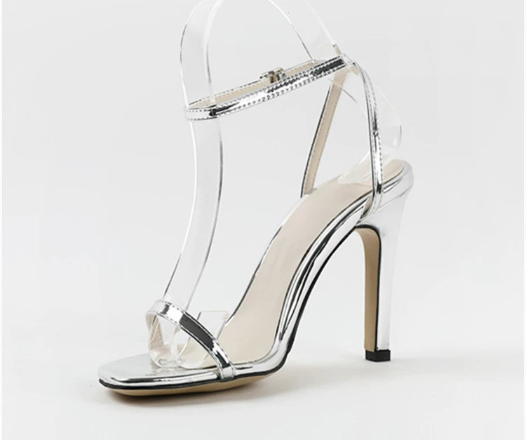 Черные летние туфли на high-heeled, сандалии на ремешке, коллекция 2023, тонкий ремешок