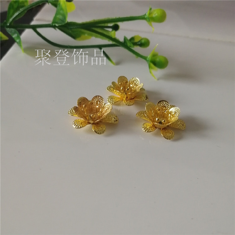 饰品铁片配件 印花六瓣三层焊接加工 工艺花 古风凤冠耳环材料