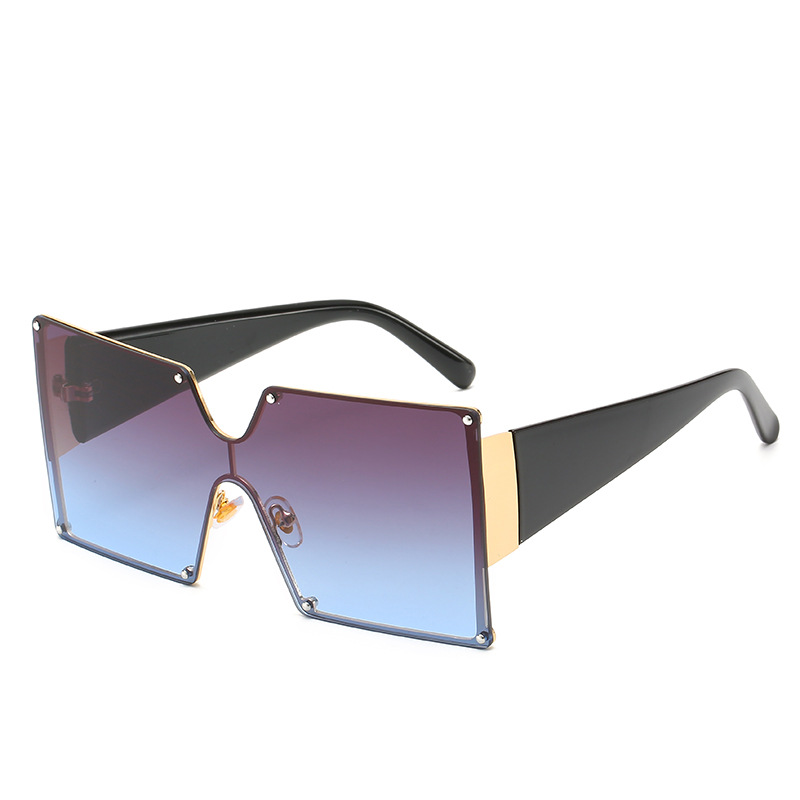 Large-frame One-piece Sunglasses, Fashionable European And American Style, Square Gradient Color, Versatile Street Style_voghion.com