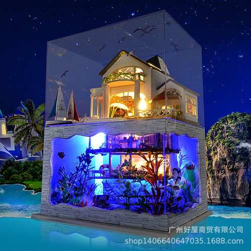 Cross-border Tianyu children's educational toys DIY early education hand-assembled plug-in large villa model wholesale