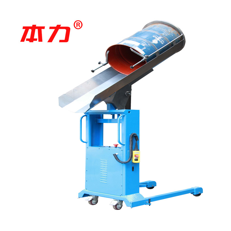 【搬运车】简易轻便嘉兴本力400kg半电动圆桶翻转倒料车YL400推车