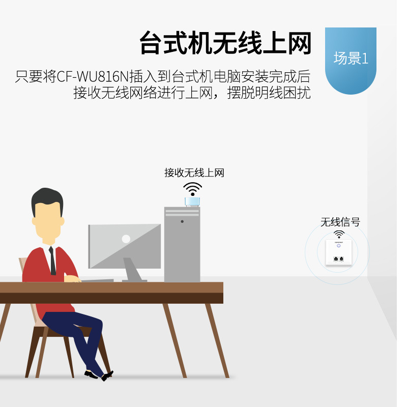 COMFAST 816N Escritorio USB tarjeta de red inalámbrica WIFI transmisor receptor 150m Mini receptor de tarjeta de Red