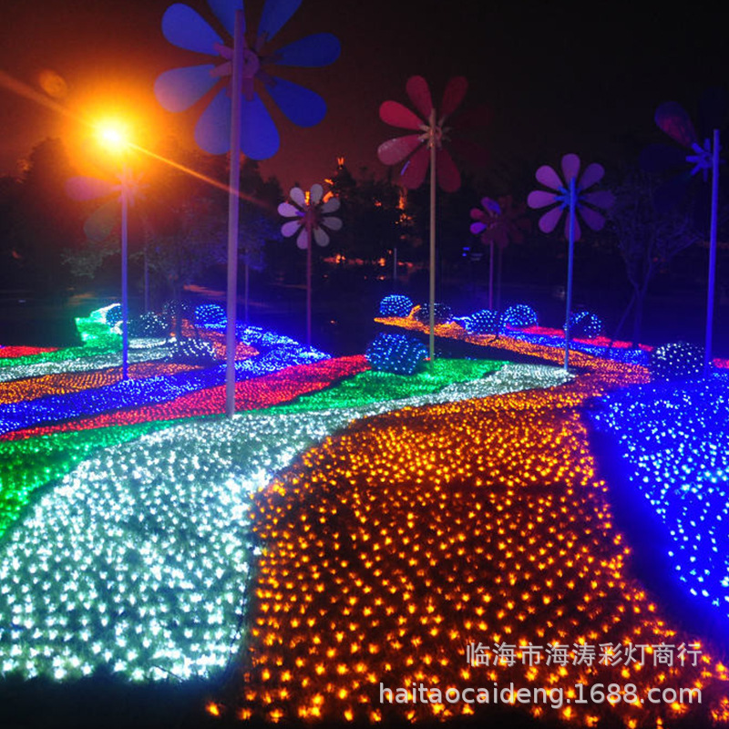 Luz de red solar Luz de color LED luz intermitente Cadena de red de pesca Luz de Navidad Cadena de luz impermeable decoración de interiores cortina de malla de luz