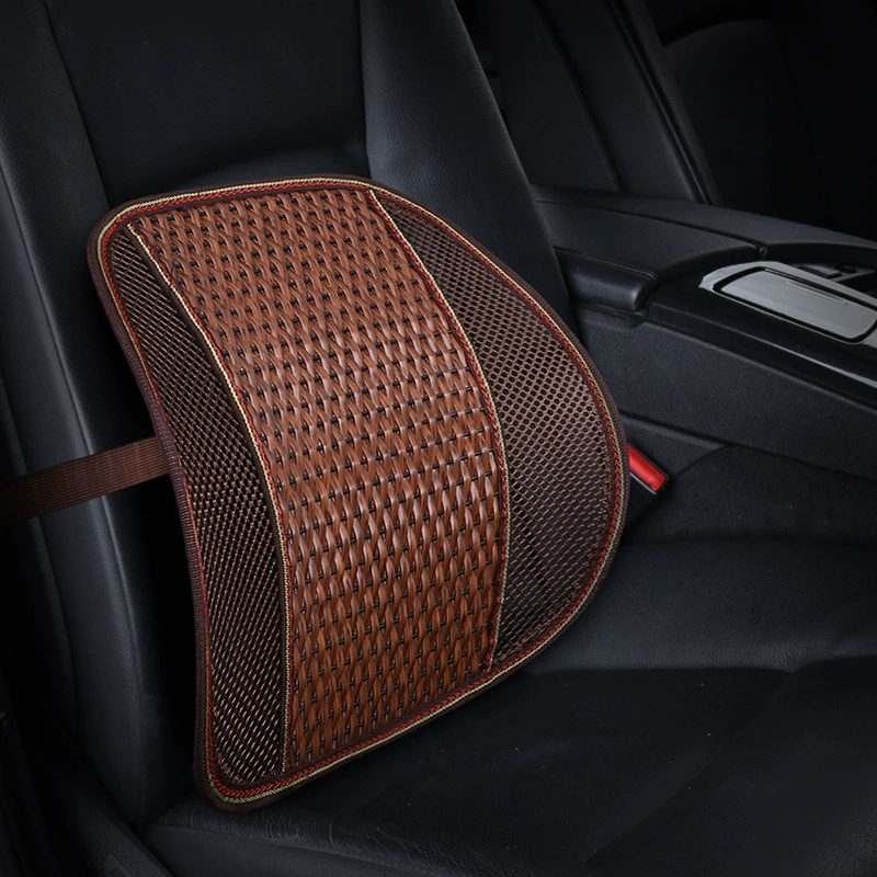 Полутканая подушка для массажа талии для поддержки талии автомобиля для поддержки талии из ротанга [Ротанг/кофе]