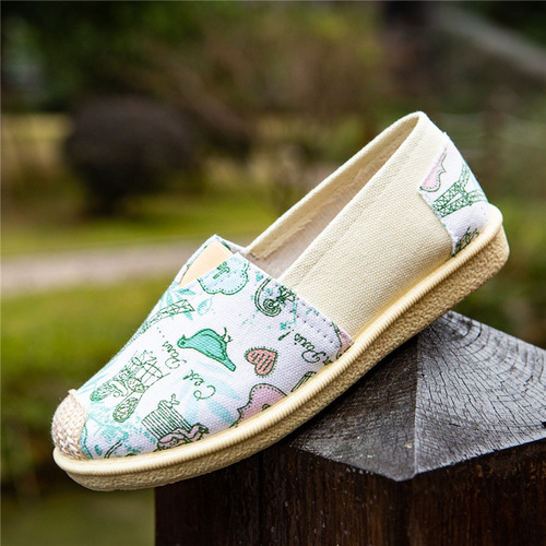 2024 New Fashion Canvas Shoes for Women Students Flat White Shoes Korean Style Casual Fisherman Shoes Slip-On Slides