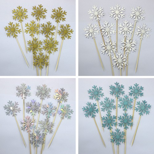 Birthday decoration golden snowflake insert card cake insert flag snowflake cake decoration 10 pieces