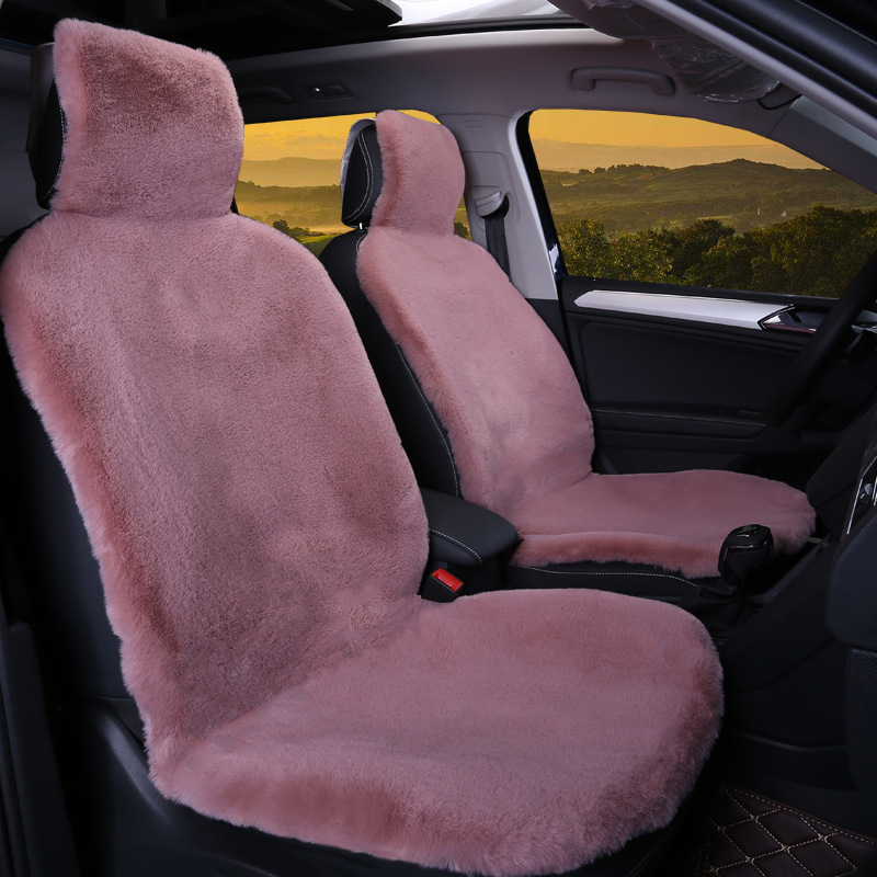Universal Universal Faux Rabbit Fur Car Seat Cushion Winter Front Row (Seat cushion, seat cover) - mauve