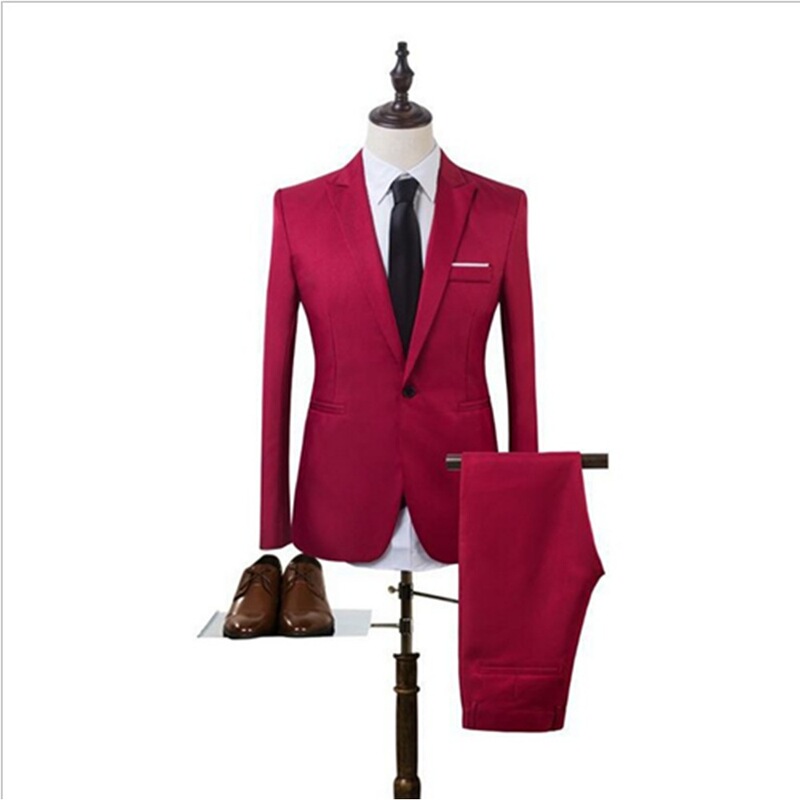 2026 Autumn/Winter Fashion Men's Korean Style Slim Fit Solid Color Business Suit One Button Simple Wedding Suit 2026 Autumn/Winter Fashion Men's Korean Style Slim Fit Solid Color Business Suit One Button Simple Wedding Suit