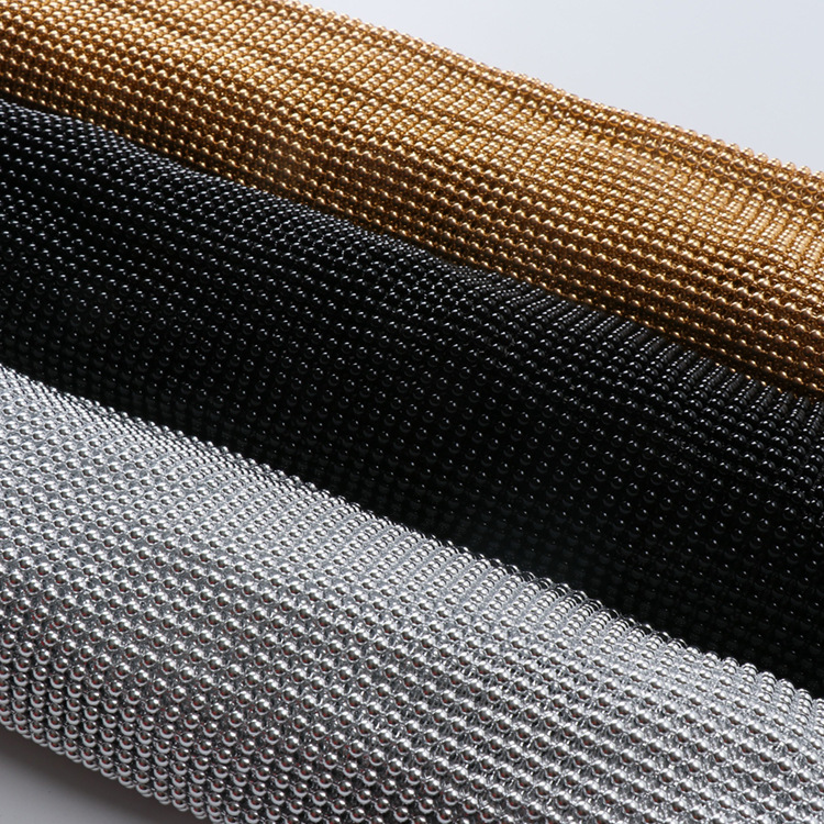 3mm珠铝网 黑白金铝网 铝珠网 可背胶铝钻网 软质金属网汽车辅料