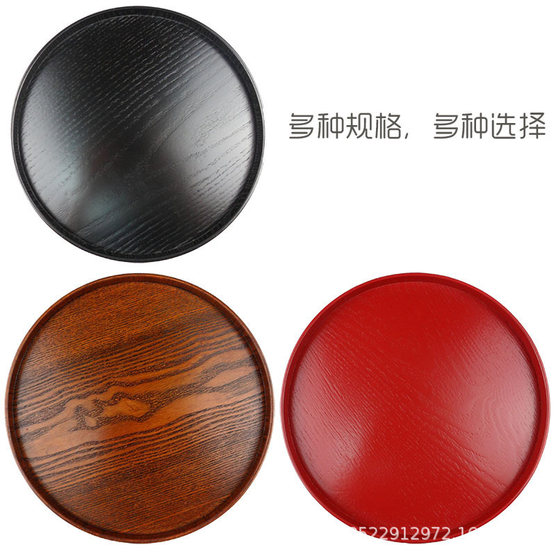Factory direct round wooden tray solid wood Tea Cup tray tea tray home fruit bread plate Hotel plate