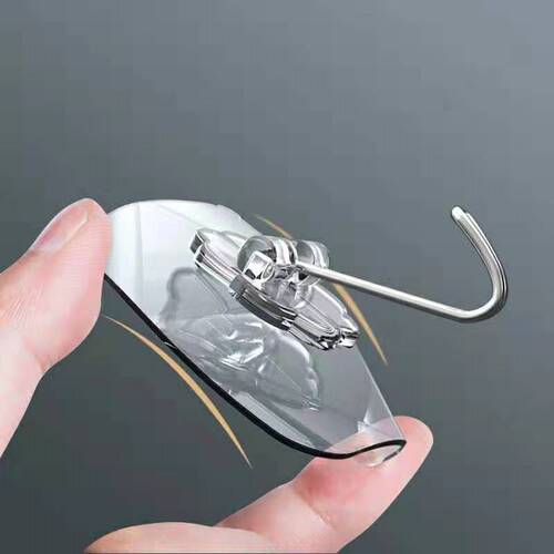 Strong traceless hook bathroom transparent wall adhesive small sticky hook magic door stainless steel hook nail-free wholesale