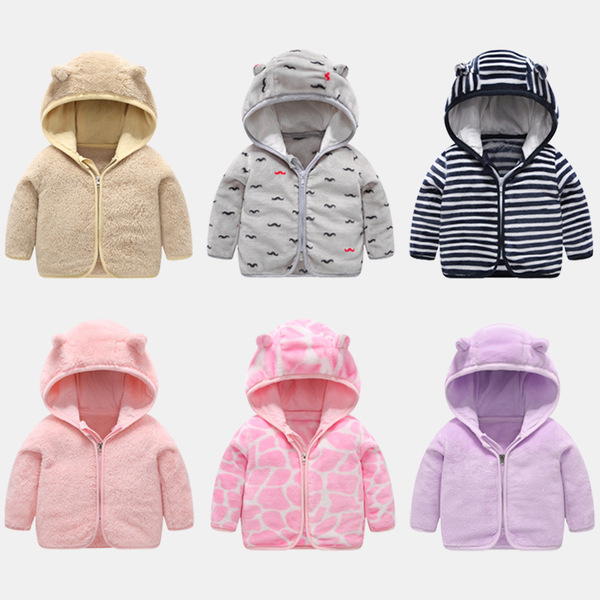 Autumn coral velvet demi-season jacket for early age