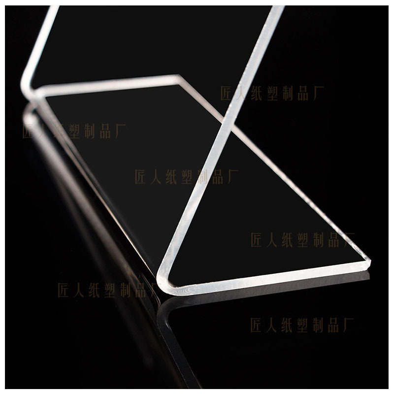 En stock Tarjeta de mesa de acrílico horizontal tipo L Etiqueta de mesa transparente Etiqueta de mesa etiqueta de precio de productos básicos etiqueta de precio soporte de exhibición de escritorio